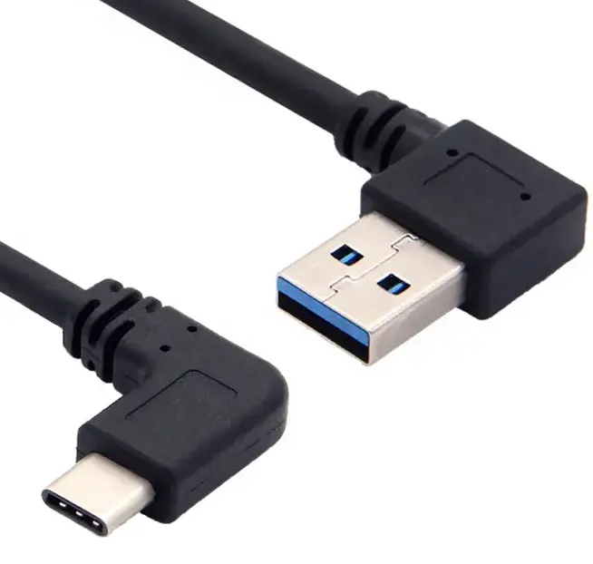 Câble double angle droit à angle gauche 90 degrés en forme de L Usb 3.1 Type C vers USB 3.0 Câble USB Type C