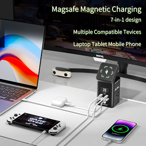 Enchufe de escritorio multifunción portátil con 3 salidas y enchufe de salida USB Torre extensora 2 Protector contra sobretensiones de CA Tiras de alimentación - Product Image 4