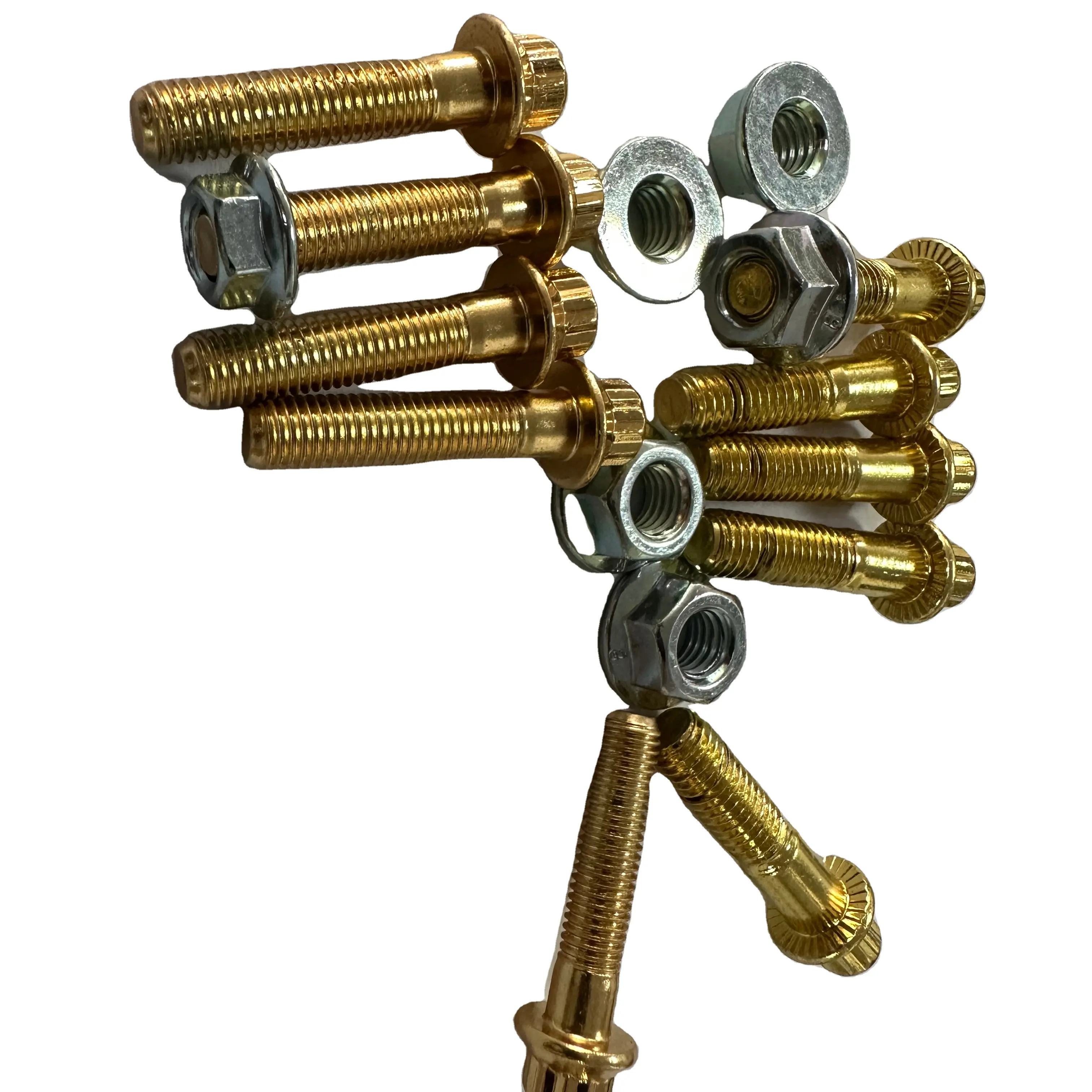 Bulloni ruota in oro cromato M7 * 32 e M8 * 32 utilizzati per assemblare 3 pezzi 2 pezzi ruota forgiata