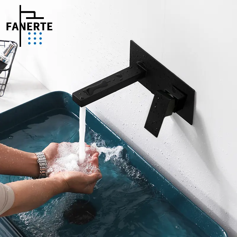 Grifo monomando para lavabo de agua negro mate cascada tubo JX11233