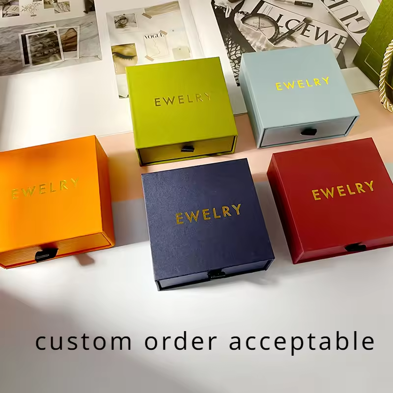 75*75*30mm Custom Logo High Quality <strong>Cardboard</strong> Jewelry Gift <strong>Box</strong> Necklace Rings Packaging Paper <strong>Box</strong> Gold <strong>Nesting</strong> Gift Leathergift - Product Image 3