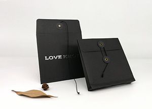 Customized High Quality Kraft Paper Packing Envelopes Documents Pouch Black <strong>Color</strong> With <strong>String</strong> - Product Image 4