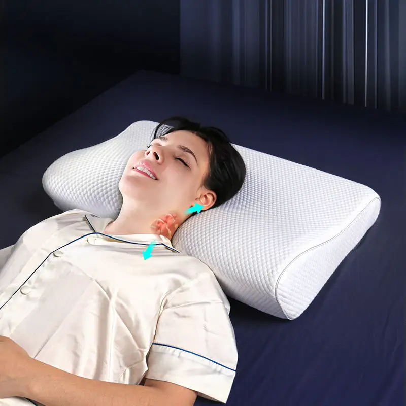 Almohada cervical con contorno de sueño para cama para cuello y hombros, almohada ergonómica de soporte para cuello para dormir de lado del estómago con funda de almohada