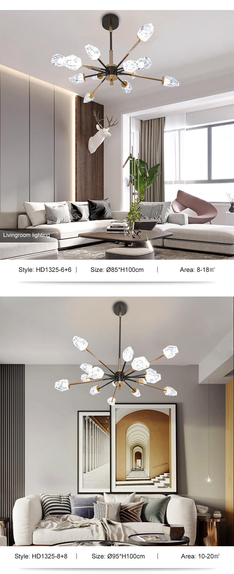New Product Black Gold Decoration Restaurant Hanging Lamp Living Room Luxury LED Chandelier Pendant Light