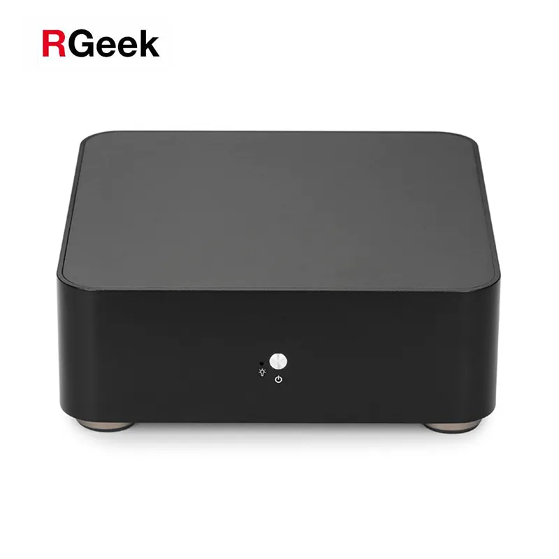 RGEEK L65 อลูมิเนียมพัดลมคอมพิวเตอร์ขนาดเล็กปลอกแนวนอน Micro ATX Tower HTPC Mini ITX PC กรณี