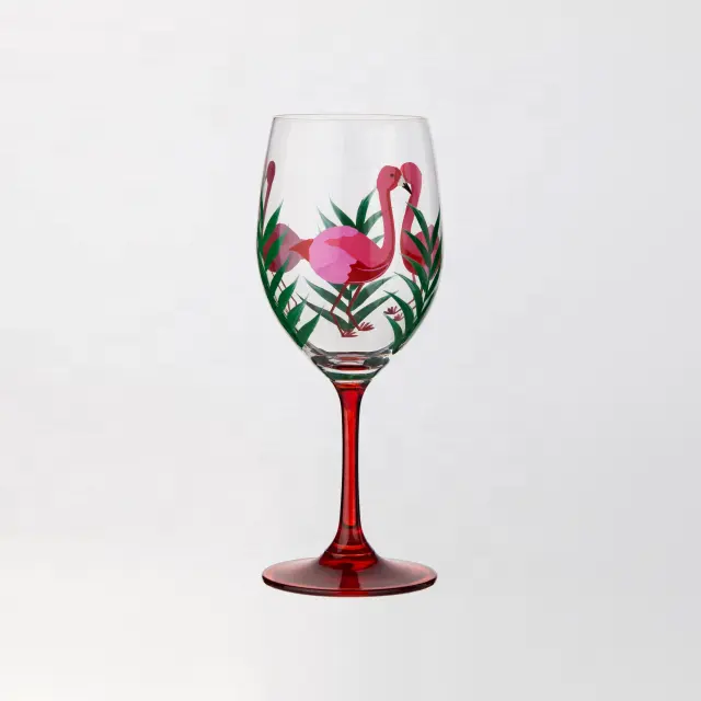 Raymond-vaso de vino blanco de flamenco pintado a mano, bonito diseño