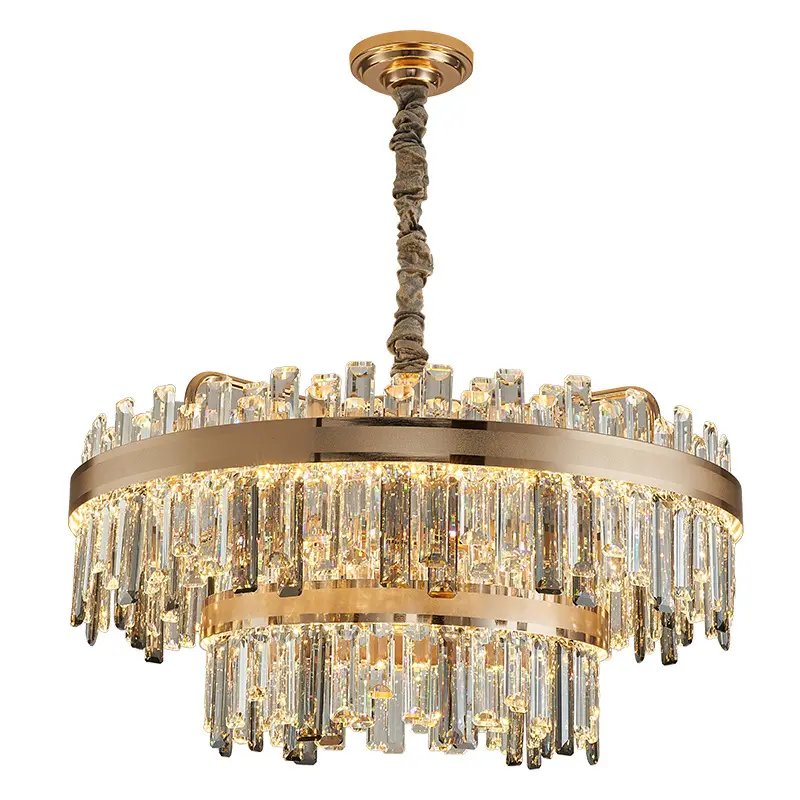 Modern hotel villa banquet decoration deluxe gold chandelier lamp k9 crystal luxury pendant light Luxury Chandeliers Lights