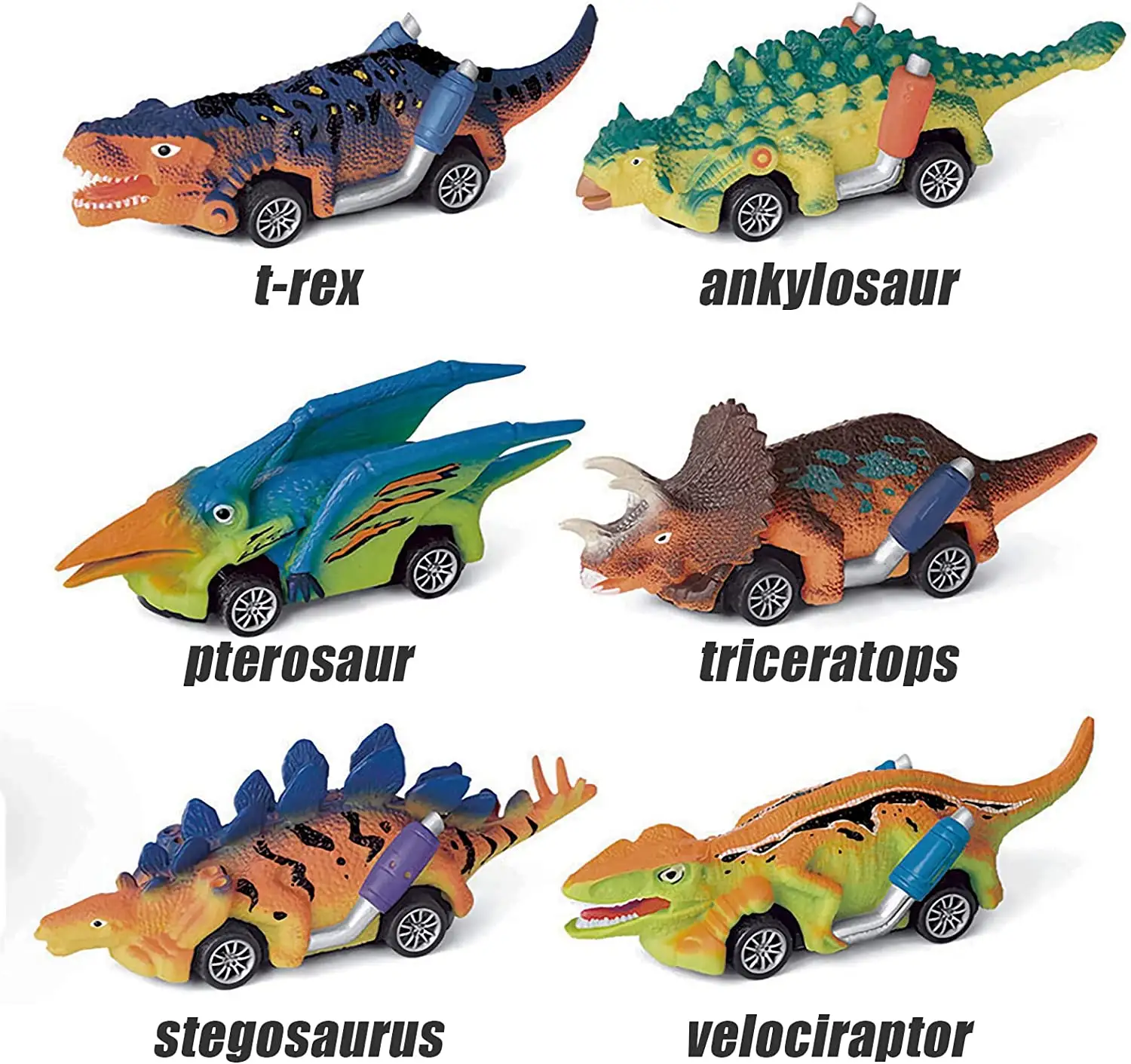 Dinosaur Toy Pull Back Cars Dino Car Toys for Toddler Boys A Set of 6 Kinds of Truck Dinosaur Games