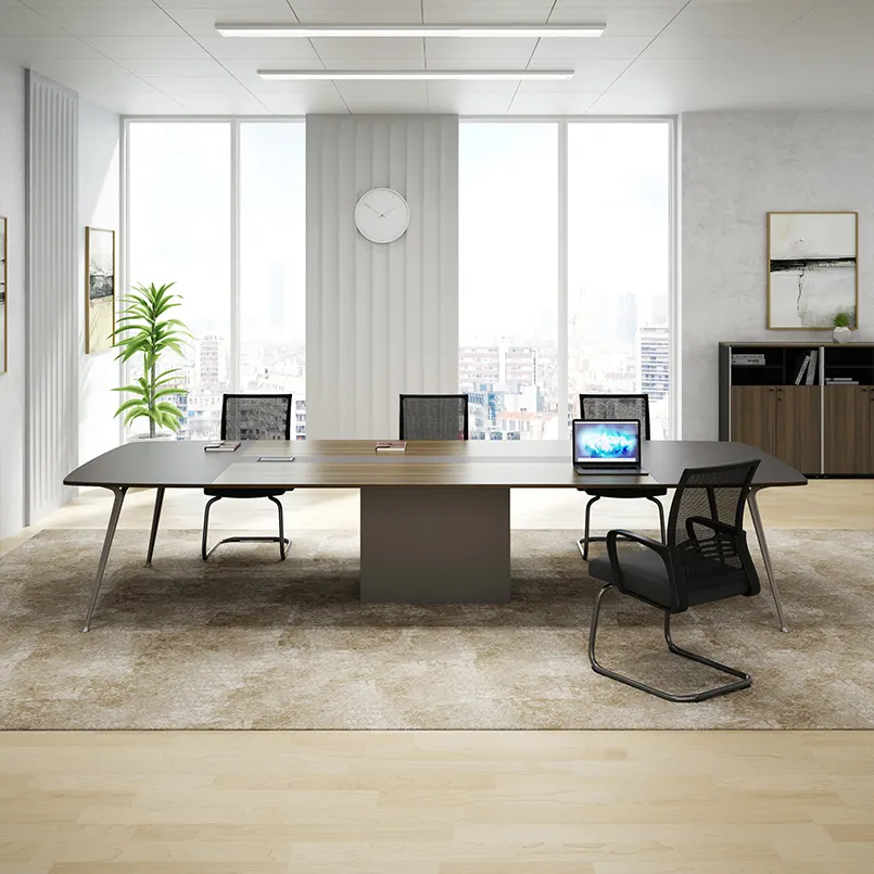 Meja Rapat Kantor Putih Bulat Besar Modern