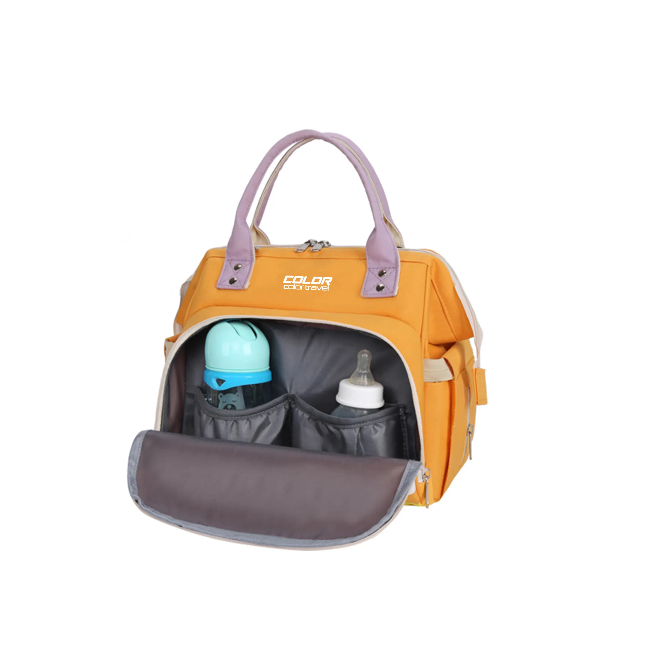 छोटे निविड़ अंधकार बेबी डायपर बैग Multifunction के लंगोट बैग माँ पिताजी के लिए अछूता जेब के साथ गीले कपड़े जेब घुमक्कड़ हुक