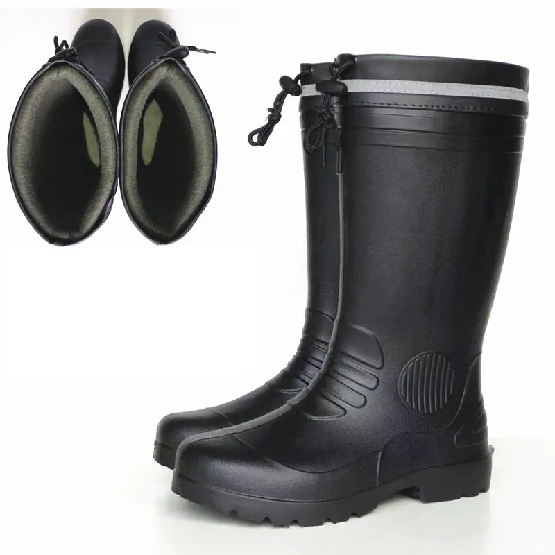 รองเท้าบูทลุยฝนขนาดกลางกันน้ำกันลื่นสำหรับผู้ชายรองเท้ากลางแจ้งหุ้มข้อเข่าทำจากโฟม
