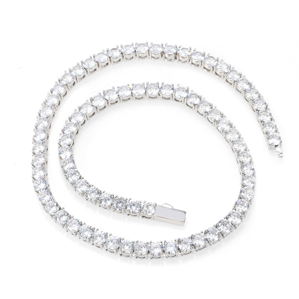 Rhodium Plated White Stone