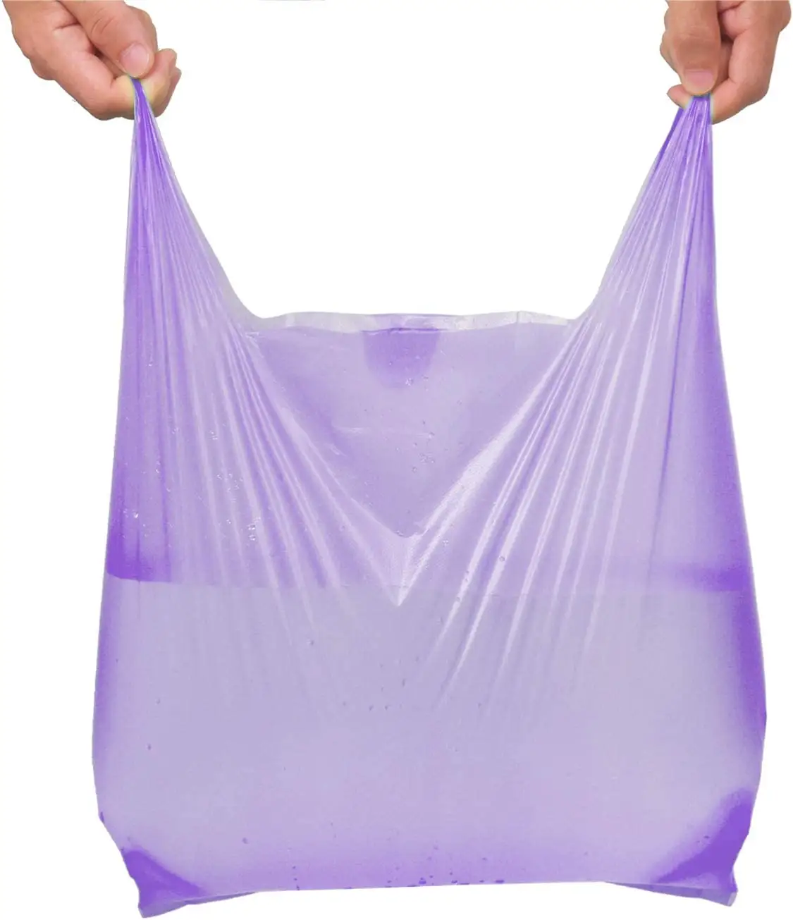 リサイクル可能な大きなプラスチック製のショッピングバッグ白いベストのビニール袋ロゴプリント付きの透明なプラスチック製のTシャツバッグ