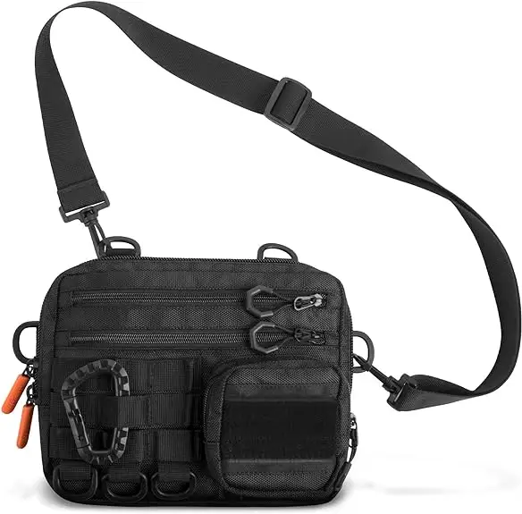 BSCI Fabrik neue Mode schwarze kleine taktische Messenger-Tasche Taille Crossbody-Tasche für Herren mit Schulterband