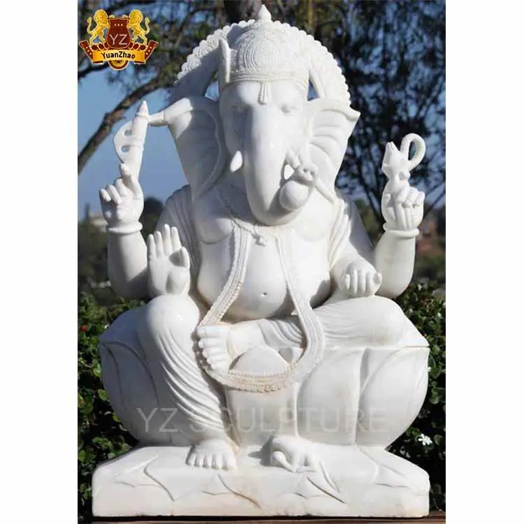 חיצוני גודל גדול פסל דתי הודי אל גנאש פסל אבן שיש לבן פסל גנאש
