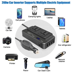Inversor Potencia directa de fábrica 200W Entrada de enchufe universal dual 12V a salida 220V Inversor 4USB Interfaz QC3.0X2 + 5V2.4AX2 - Product Image 5