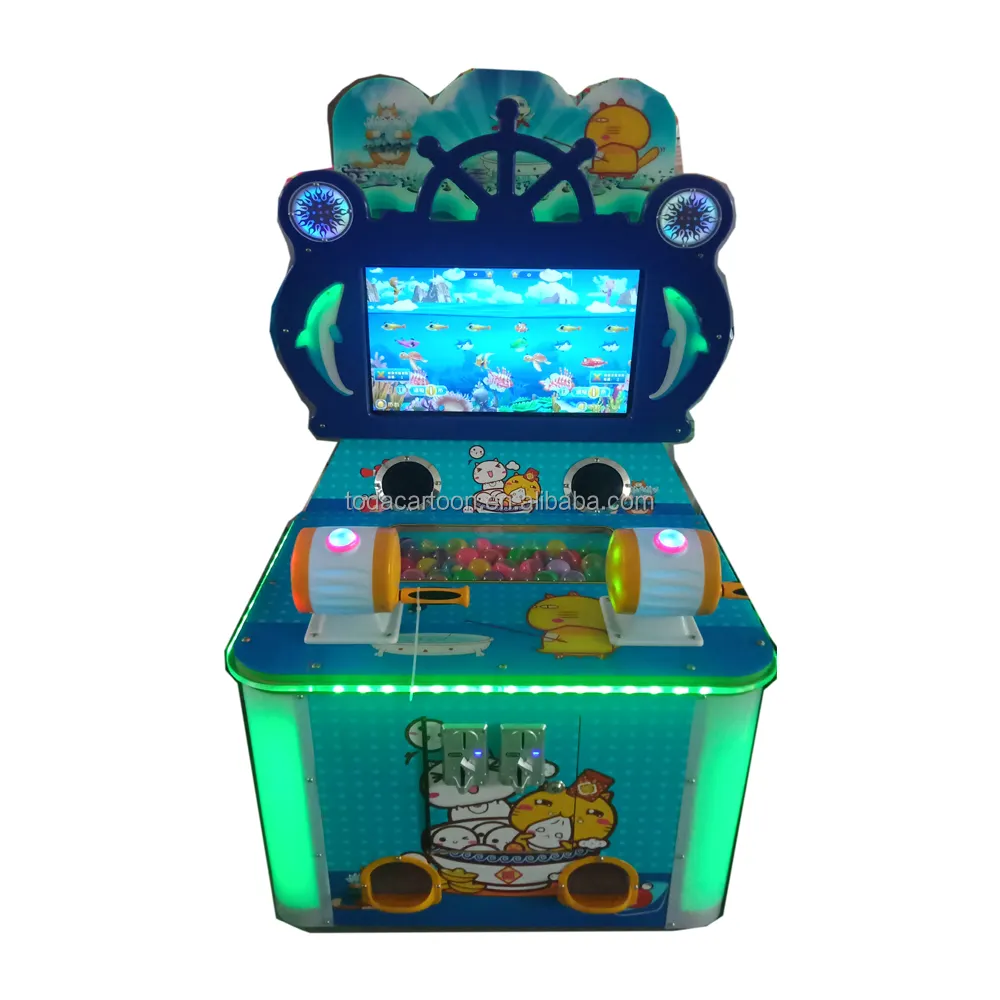 تودا 2 اللاعبين الاطفال عملة تعمل آلة لعبة صيد السمك
