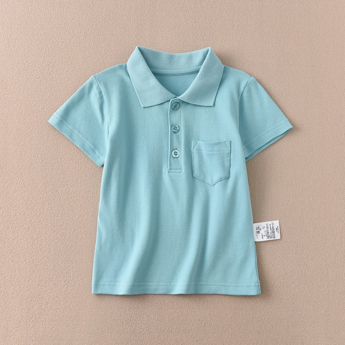 Dx2028 polo vert aqua-maille piquée-manches courtes-1 pièce