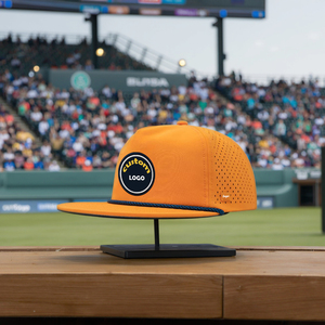 รูเลเซอร์โพลีเอสเตอร์ระบายอากาศแห้งเร็วหมวก5แผงแบบมีรูพรุนออกแบบโลโก้ได้ตามต้องการ - Product Image 1