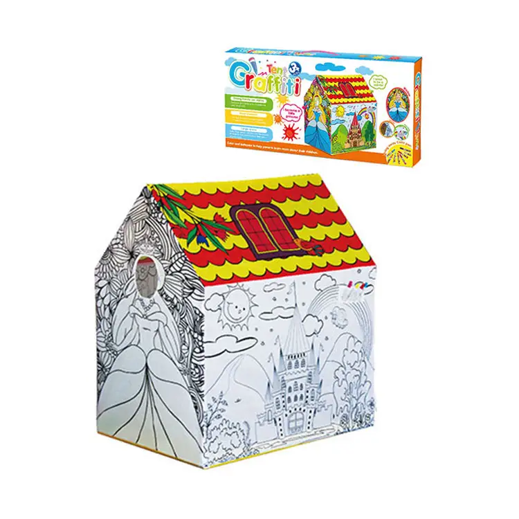 Полиэфирная нейлоновая ткань Diy граффити живопись игрушка 3D игровой домик детская палатка с 8 ручек