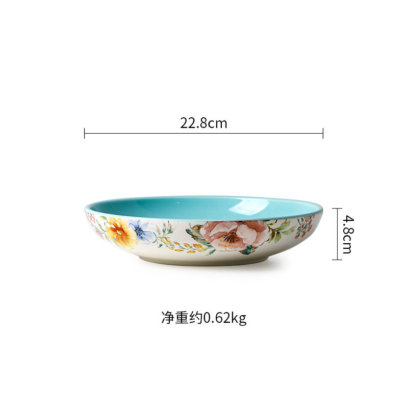 Retro flowers 9 inch deep plate