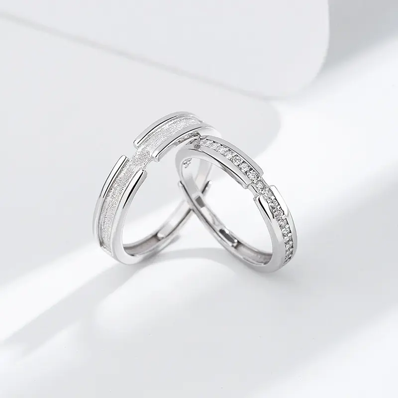 Perhiasan cincin perak murni berlian cincin pasangan mewah 925 perak pernikahan pertunangan berlian cincin wanita pria