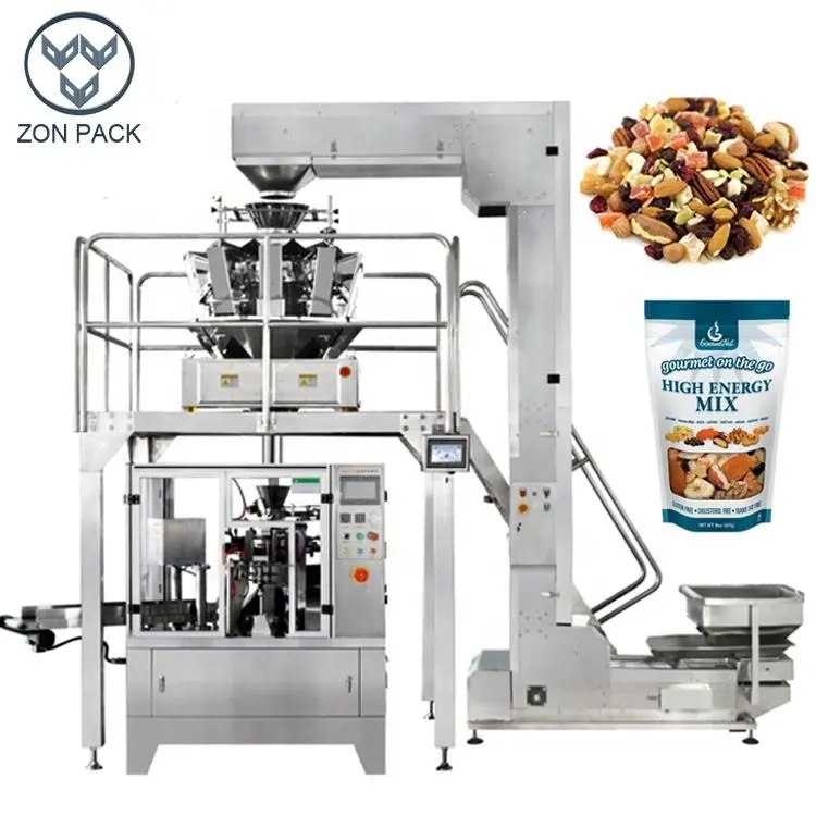 Automatic Beef Jerky Meat Jerky Packing ZipLock Bag rotary Doypack Packaging Machine with 14 head weigher