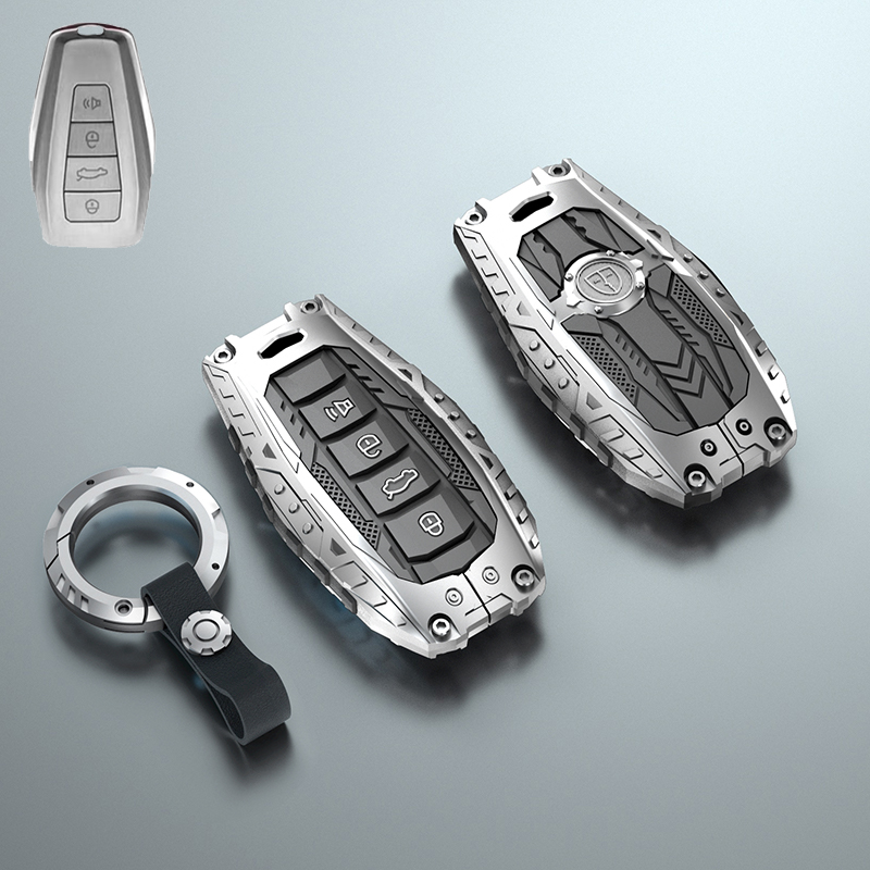 4B-T-horn argenté avec porte-clés circulaire