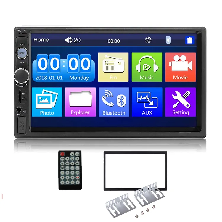 Autorradio 2 Din con pantalla táctil HD de 7 ", reproductor Multimedia MP3, BT, FM, USB, SD, Mirror Link, 7010B