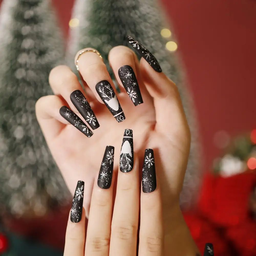 New arrival fashion coffin halloween nails Design nail paint wholesale press on nails