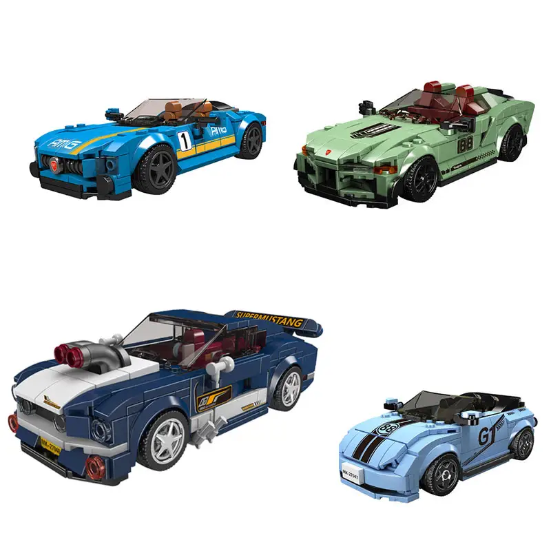 قوالب مجموعة طوب صغيرة رياضية من البلاستيك مجموعة تجميع سيارات فاخرة طراز AMG GTC للأطفال