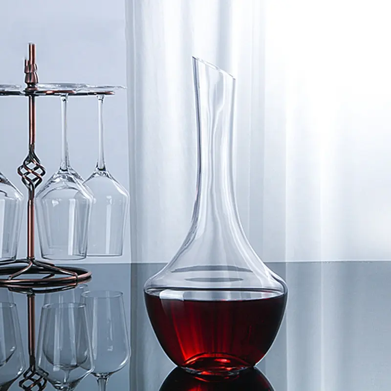Decantador de vidrio transparente de cuello largo soplado a mano, jarra Bohemia, decantador de vino de cristal de 1500ML