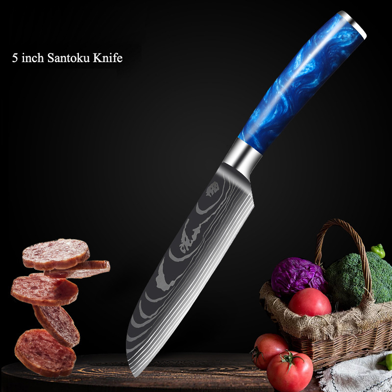 Blue-5 inch Santoku Knife