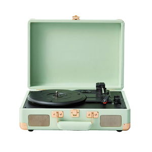 Classic Premium Leather Suitcase Vinyl Player with <strong>Bluetooth</strong> and Audio <strong>Input</strong> and <strong>Output</strong> - Product Image 1