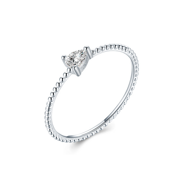bague poire goutte d'eau en argent