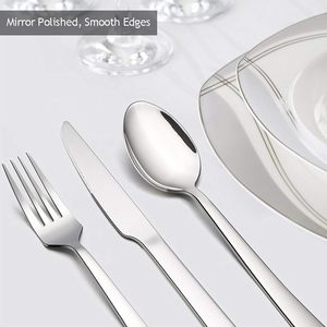Cạnh vuông gương đánh bóng thép không gỉ Flatware Set tái sử dụng bạc dao kéo bao gồm nĩa dao Muỗng Bạc - Product Image 4