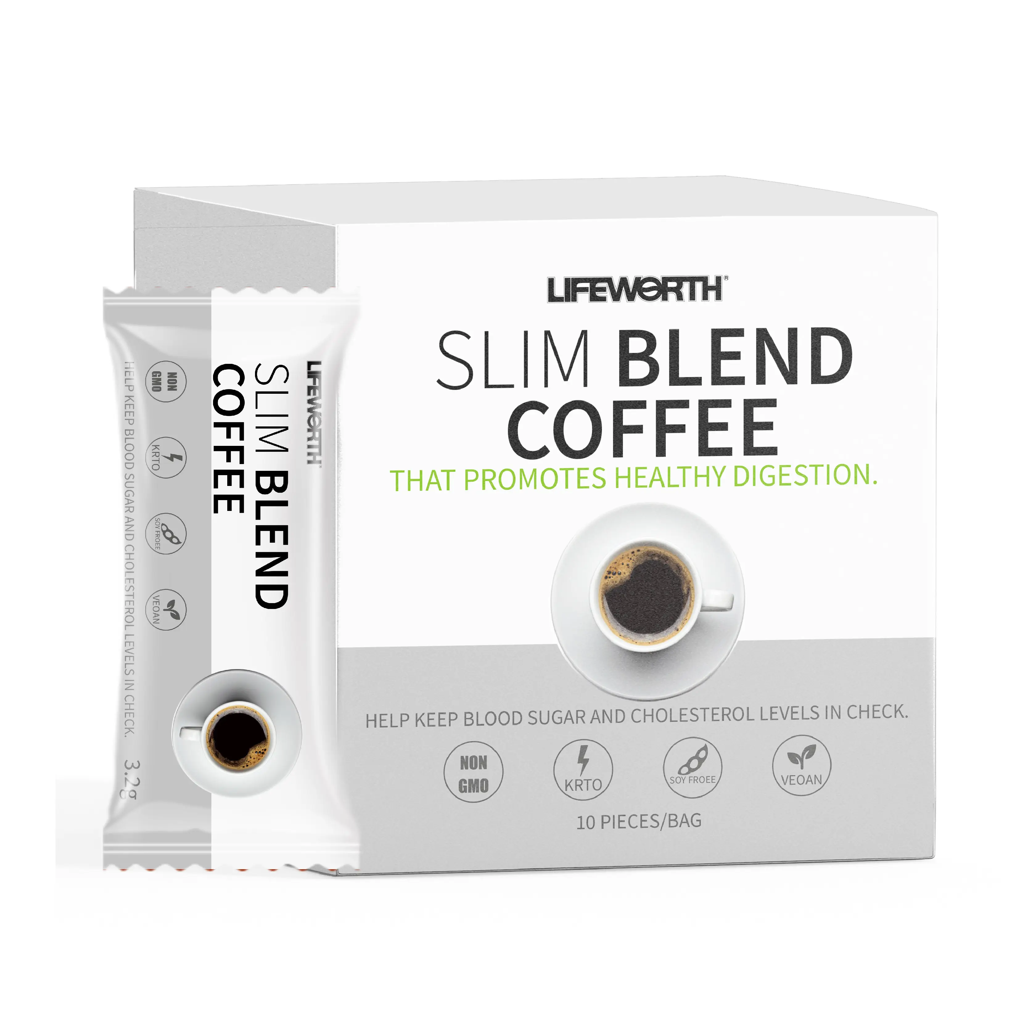 Lifeworth verde istantaneo polvere di caffè con estratto di tè verde