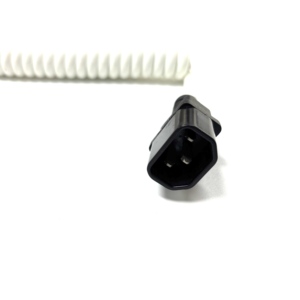 Black C14 Plug to Stripped End Spiral Power Cable White Spring Wire Electrical Extension Core Copper PVC for <strong>Computer</strong> - Product Image 4