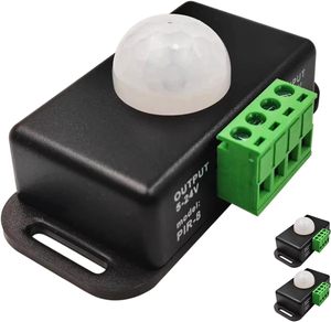 เครื่องควบคุมสัญญาณอัตโนมัติ DC 12V 24V เซ็นเซอร์ตรวจจับการเคลื่อนไหว PIR ฟังก์ชั่นตรวจจับอินฟราเรดไฟสีดำแรงดันต่ำ - Product Image 1