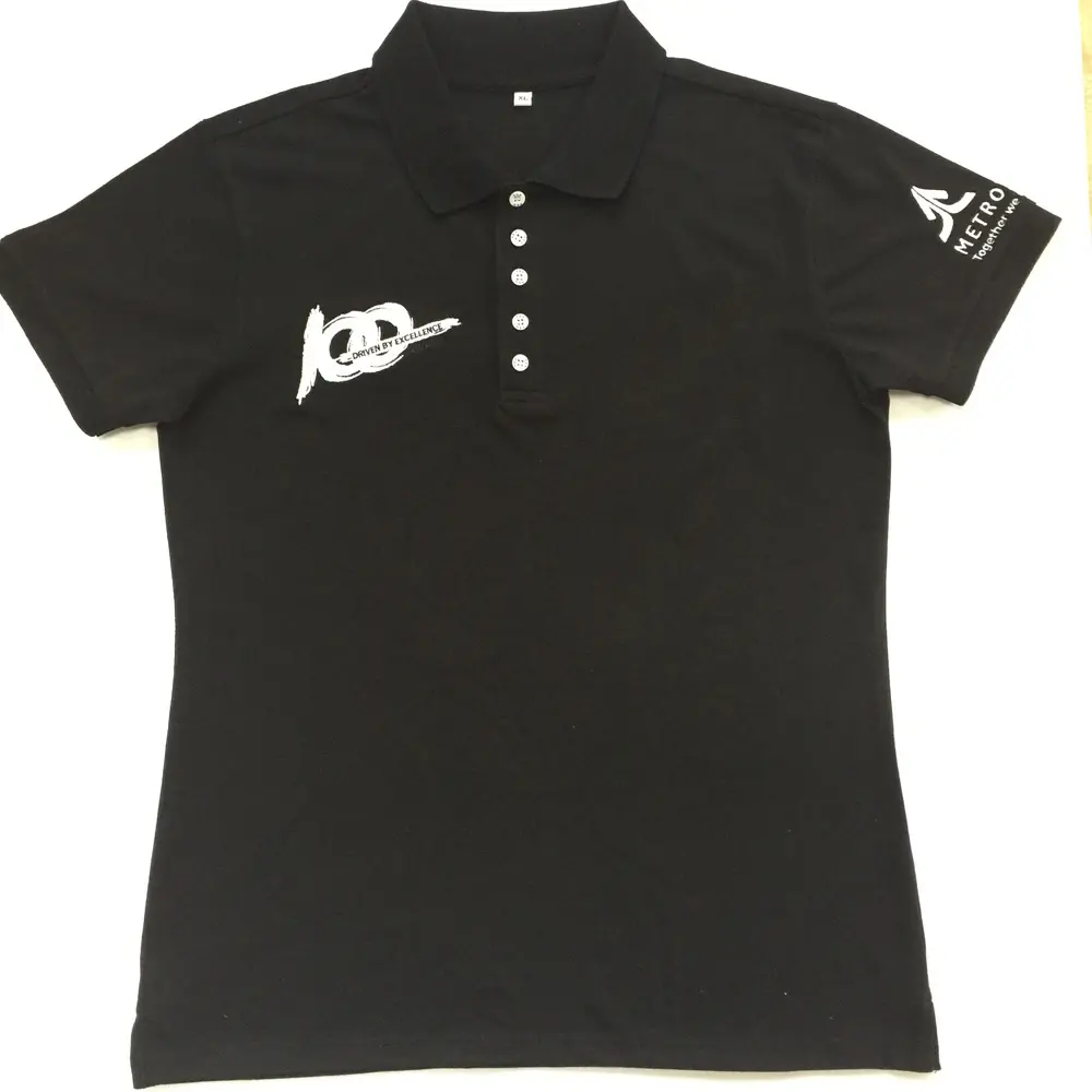 Camiseta de manga corta para mujer, polo de golf con botones bordados de algodón 100