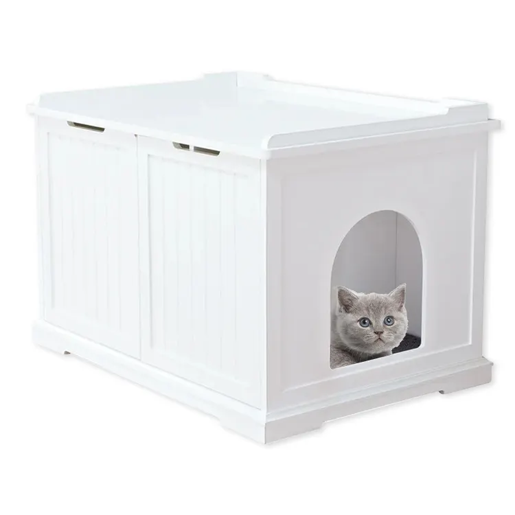 الأبيض الحيوانات الأليفة القط خشبية داخلية وخارجية بيت قطة بيت للكلب مجلس الوزراء القط الكلب فنتوري