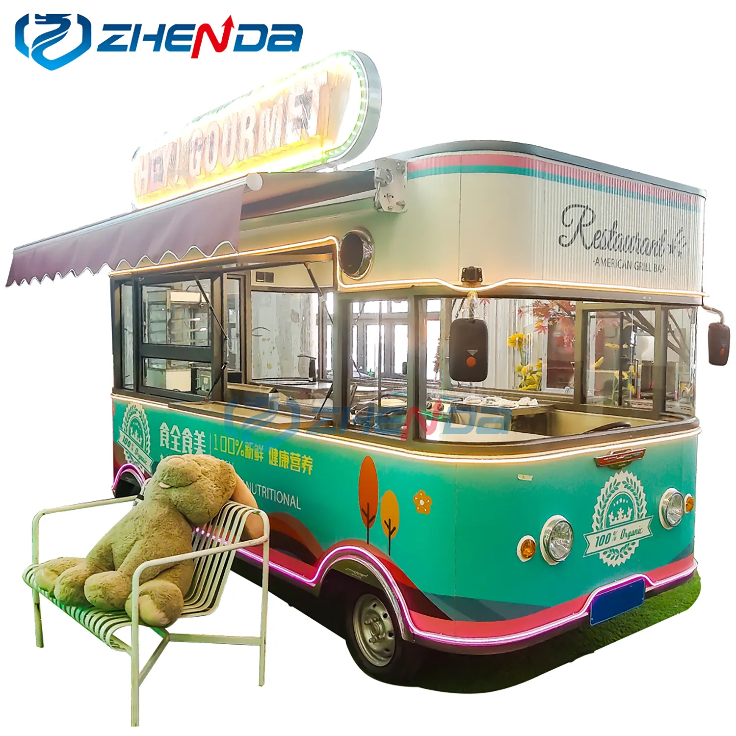 Mobile Catering móvel elétrico móvel Food Truck Trailer almoço vagão Custom Street Halal Food Cart Sandwich Cart para venda