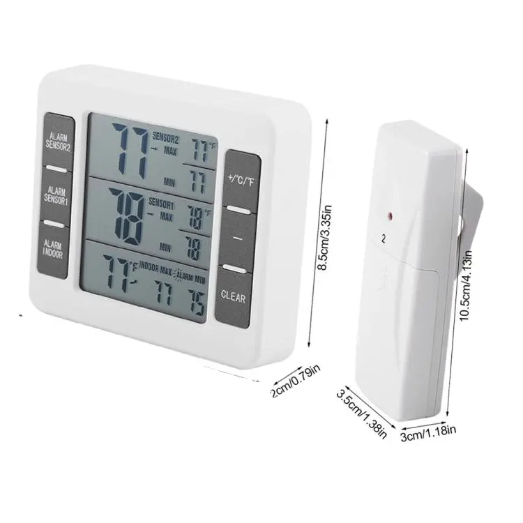 Termometro digitale Wireless per frigorifero allarme acustico termometro per interni esterni con sensore termometro per congelatore Min/Max Tempe