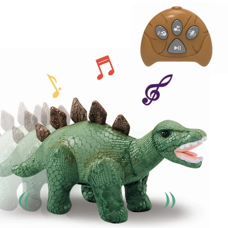 Robot de juguete de dinosaurio de peluche con control remoto, juguete con animación de sonido ligero