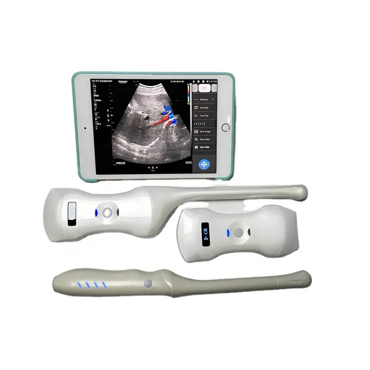 3 em 1 Cardiac Phased Array & Linear Sem Fio & Transvaginal/3 em 1 sonda Endocavitário & Convex sonda Doppler Colorido