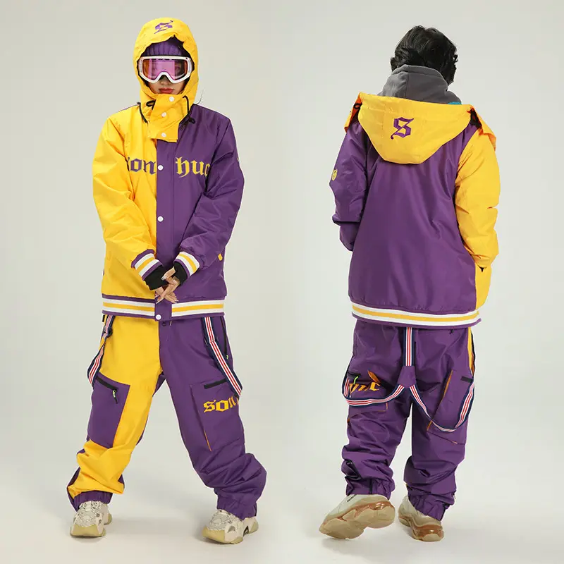 Yufan-Juego de nieve resistente al agua y al viento para niños, ropa de 3 capas, chaqueta de esquí, 2 piezas