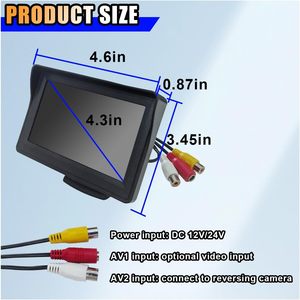 Universal 4.3-Inch LCD Car <strong>Monitor</strong> with Two-<strong>Way</strong> AV and Reversing Image Screen RGB Function and Split Screen 1 Year Warranty - Product Image 6
