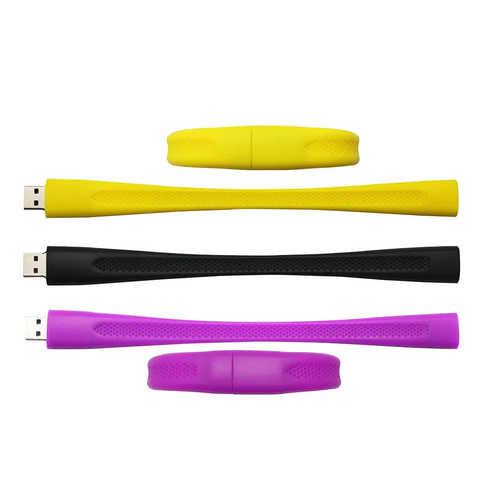 Großhandel Bulk 2GB benutzer definierte Farbe USB 2.0 Stick PVC Gummi Armband Silikon USB-Flash-Laufwerke