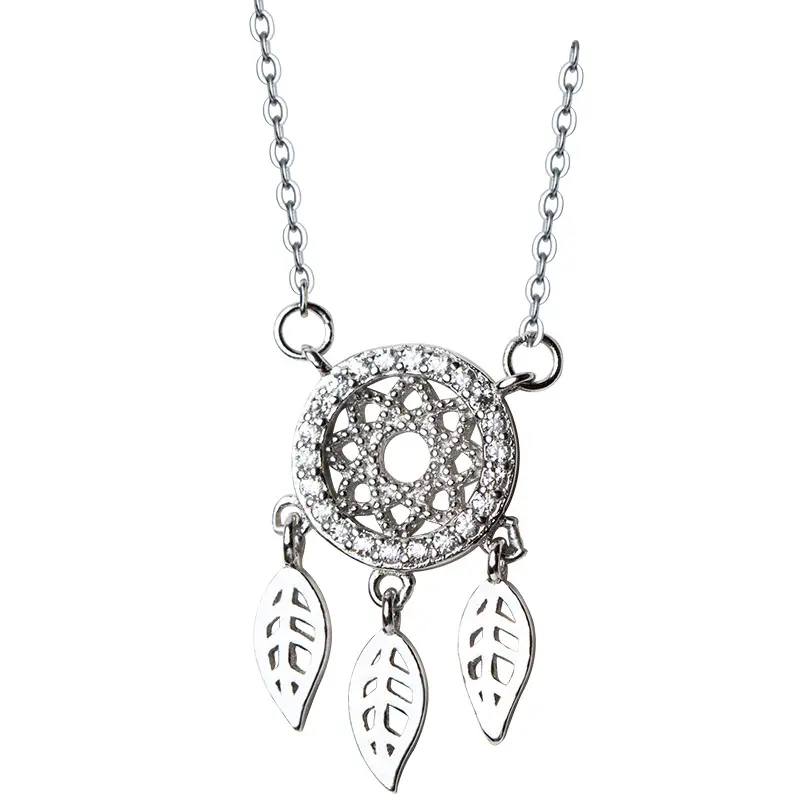 925 Sterling Silver Dreamcatcher Piuma Collana di Fascino Del Pendente Donne Dream Catcher collana di Dichiarazione Del Pendente Della Collana Del Choker