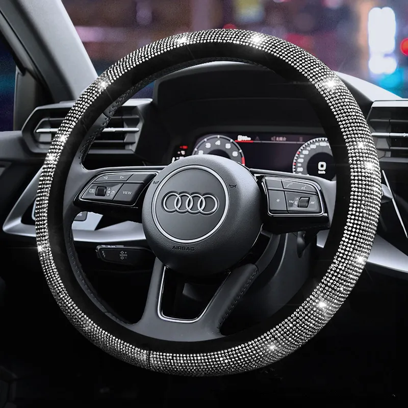 Cubierta de volante de coche, cubierta de diamante plateado brillante para las cuatro estaciones GM, piezas y accesorios automáticos, novedad